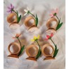 Old Easter ornaments, 6 napkin rings, h: 8 - 9,5 cm. (6x)