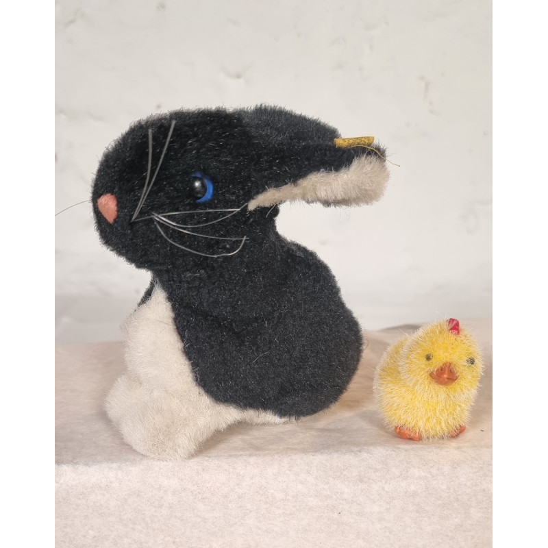 Gammelt Steiff dyr, hare, h: 11 cm.