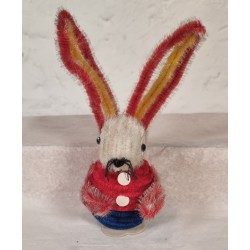 Old candycontainer, chenille bunny, h: 19 cm.