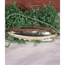 Antique glass ornament, zeppelin, Los Angeles, light green, size: 14 x 4 cm. (book copy)