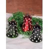 Gammelt glaspynt, 3 farvede klokker med prikker, h: 6,5 cm. (3stk)