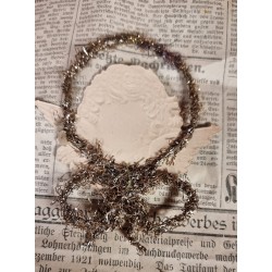 Antique tinsel ornament with angel, h: 12 cm.