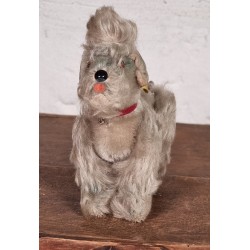 Gammelt Steiff dyr fra 1950èrne, tysk schnauzer, mål: 14 x 14 cm.