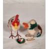 Old Steiff animals, rooster and duck, h: 6,5 cm. (2x)