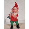 Gammel keramik nisse med glasøjne og horn, h: 20 cm.