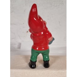 Old ceramic elf/gnom with glass eyes and horn, h: 20 cm.