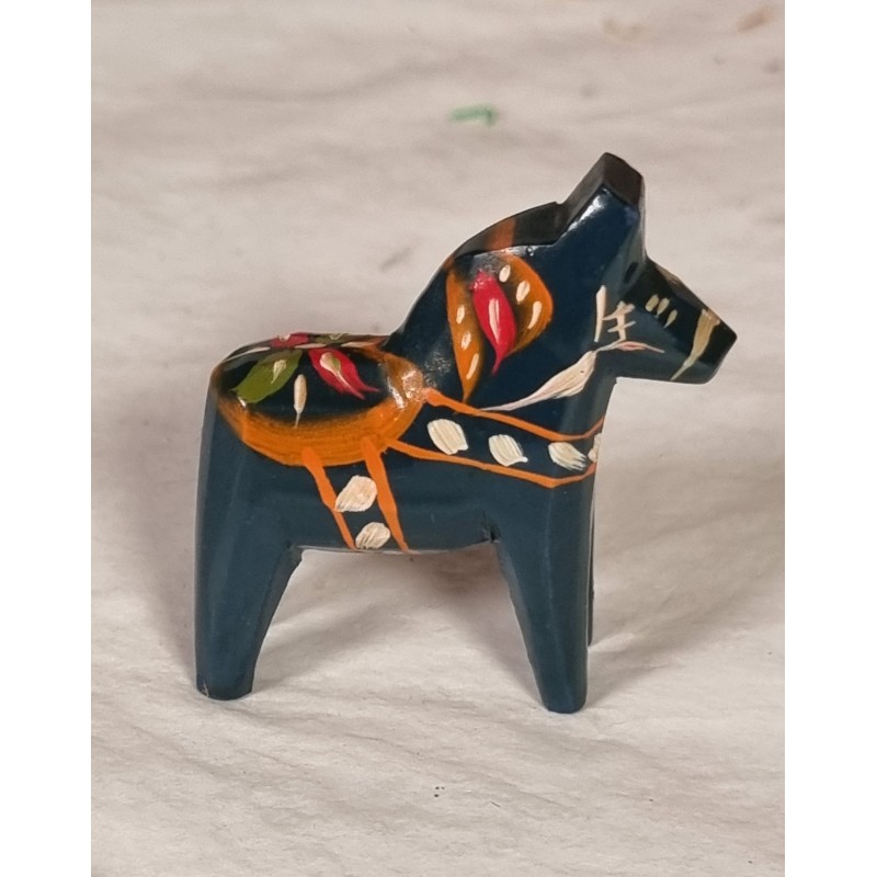 Old Swedish Dalar horse, blue, h: 5 cm.