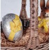 Antique cardboard Easter egg, foil with bow, h: 14 cm.