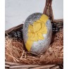 Antique cardboard Easter egg, foil with bow, h: 14 cm.