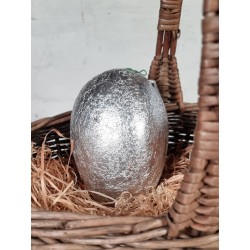 Antique cardboard Easter egg, foil with bow, h: 14 cm.