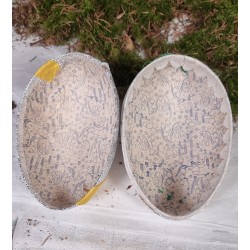 Antique cardboard Easter egg, foil with bow, h: 14 cm.