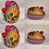Antique cardboard Easter egg with decoration, h: 12,5 cm.