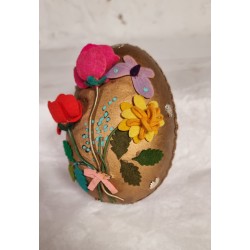 Antique cardboard Easter egg with decoration, h: 12,5 cm.
