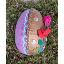 Antique cardboard Easter egg with decoration, h: 12,5 cm.