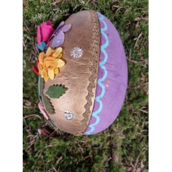 Antique cardboard Easter egg with decoration, h: 12,5 cm.