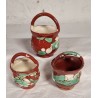 Old pottery, 3 sugar bowls, h: 9,5 cm. (3x)