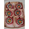 Box of old glass ornaments, reflectors, colored, h: 6 cm.