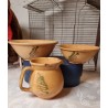 Old pottery with Brains, size: h 14 cm(jug), bowls 18x8 + 23x10 cm. (3x)