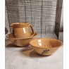 Old pottery with Brains, size: h 14 cm(jug), bowls 18x8 + 23x10 cm. (3x)