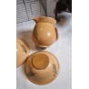 Old pottery with Brains, size: h 14 cm(jug), bowls 18x8 + 23x10 cm. (3x)