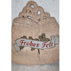 Antique cardboard ornament, "Frohes Fest", size: 36 x 49 cm.