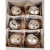 Box with old glass ornaments, silver/white/snow, h: 5 - 6 cm.