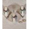 3 antikke jugend kugler, sølv, hvid, sne, h: 7 cm. (3stk)