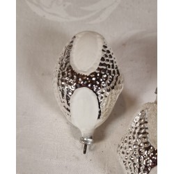 3 antique art nouveau ornaments, silver/white/snow, h: 7 cm. (3x)