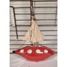 Antique ship/glass with sail in Dresden cardboard and wire, size: 13 x 13 cm.