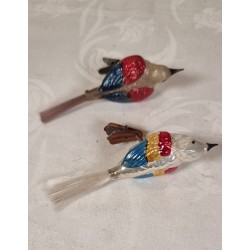 Gammelt glaspynt, 2 fugle med bred ryg, l: 11 cm. (2stk)
