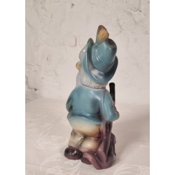 Gammel tysk havenisse med hund, gevær og kikkert, h. 28 cm.