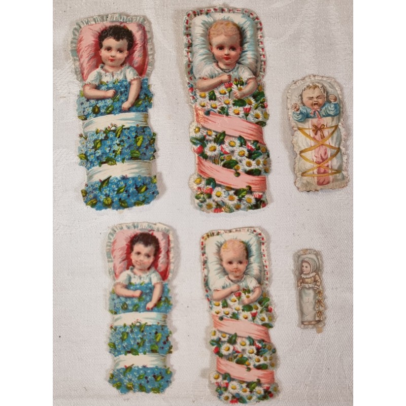 6 old scraps, babies, h: 9,5 cm (the highest).