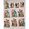 10 gamle glansbilleder, grupper, h: 8,5 cm (den højeste)
