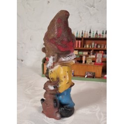 Old German Gartenzwerg, elf with rabbit and carrot, h: 28 cm.