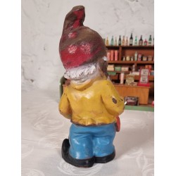 Old German Gartenzwerg, elf with rabbit and carrot, h: 28 cm.