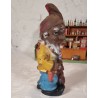 Old German Gartenzwerg, elf with rabbit and carrot, h: 28 cm.