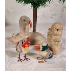 2 old Steiff animals, gosling and chicken, h: 11 - 10 cm (2x)