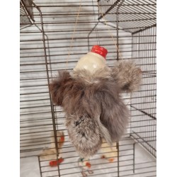 Old toy, monkey in fur with papier-mache head, h: 18 cm.