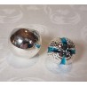 Old glass ornaments, reflector + art nouveau ornament, h: 6 cm. (2x)