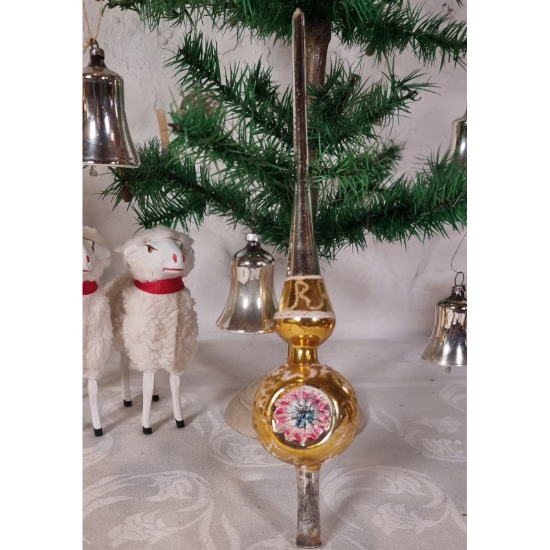 Old glass ornament, tree top, 3 refl. , h: 30 cm.