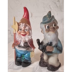 Old German Garten Zwerg with hellebard and lamp, h: 30 cm.