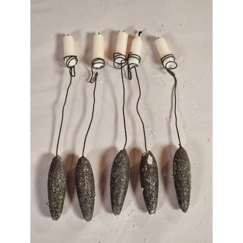 5 antique candle holders with Mica, h: 18 cm (5x).