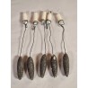 5 antique candle holders with Mica, h: 18 cm (5x).
