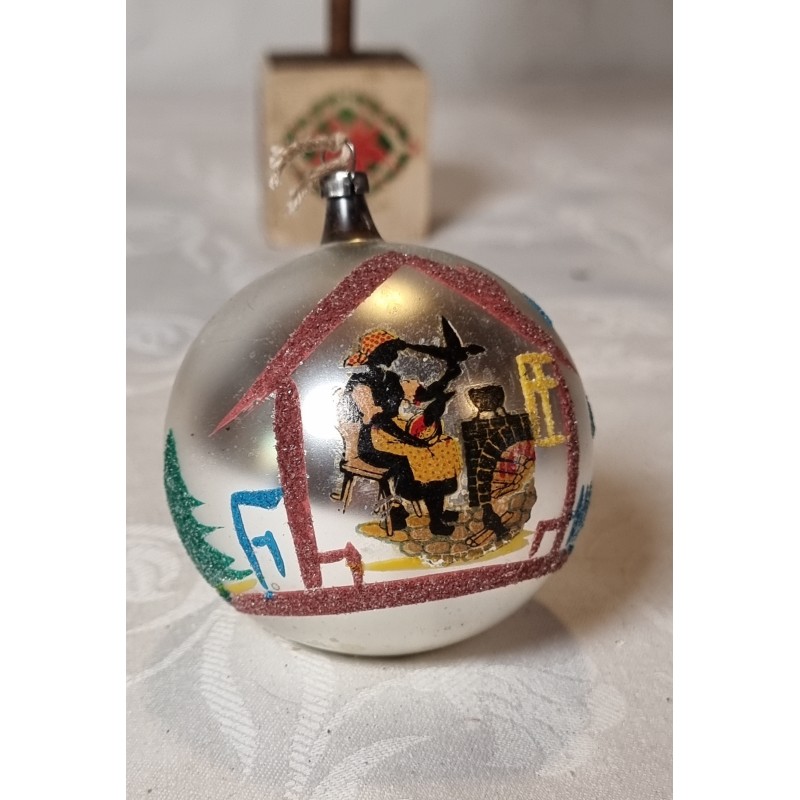 Old glass ornament, adventure ornaments with Mica,  h: 7 cm.