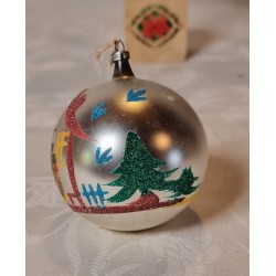 Old glass ornament, adventure ornaments with Mica,  h: 7 cm.