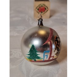 Old glass ornament, adventure ornaments with Mica,  h: 7 cm.