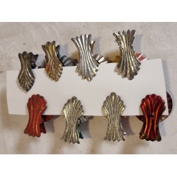 8 antique colored candle holders, l: 4,5 cm.