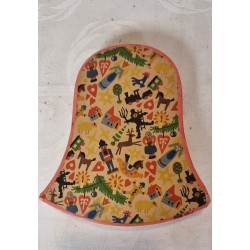 Antik candycontainer, klokke med figurer fra Erzgebirge, h: 16 cm.