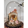 Antik glas globe med krybbespil, h: 15 cm.
