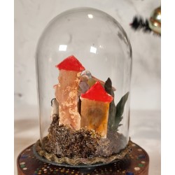 Antik glas globe med krybbespil, h: 15 cm.